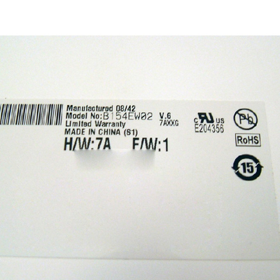 Boyutu 15.4 inç 60Hz 262K a-Si TFT-LCD B154EW02 V6 LCD Panel